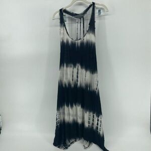 Tie Dye Maxi Dress Racerback Sleeveless Casual Comfy Flowy‎ Black Gray